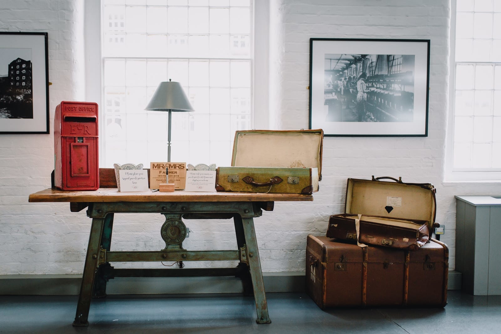 postbox and vintage suitcase