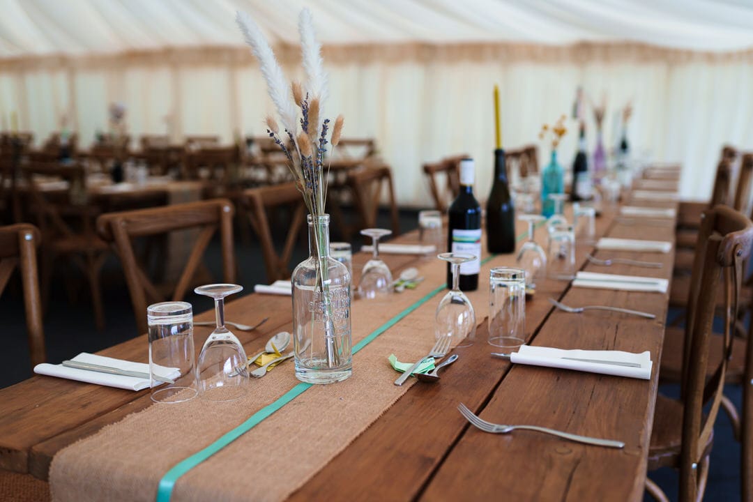 inside the marquee at slapton manor